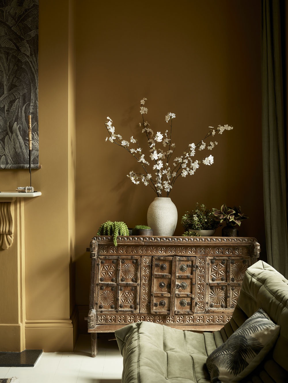 Faux Cherry Blossom Stem, White - 127 cm