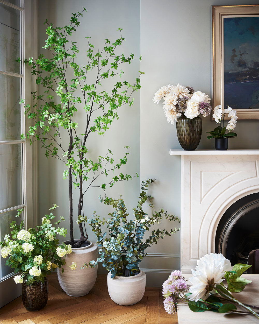 Faux Dahlia, Cream - 65 cm