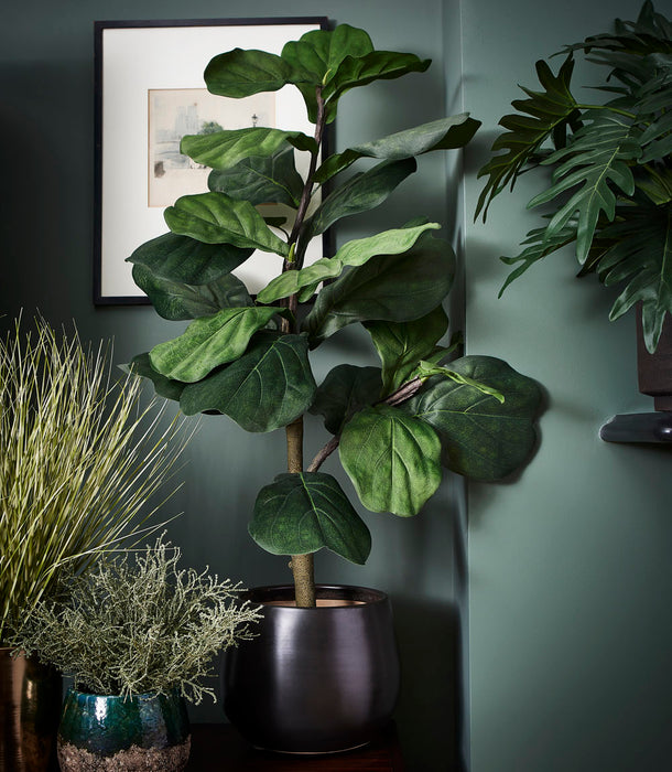 Faux Ficus Lyrata, Green - 90 cm