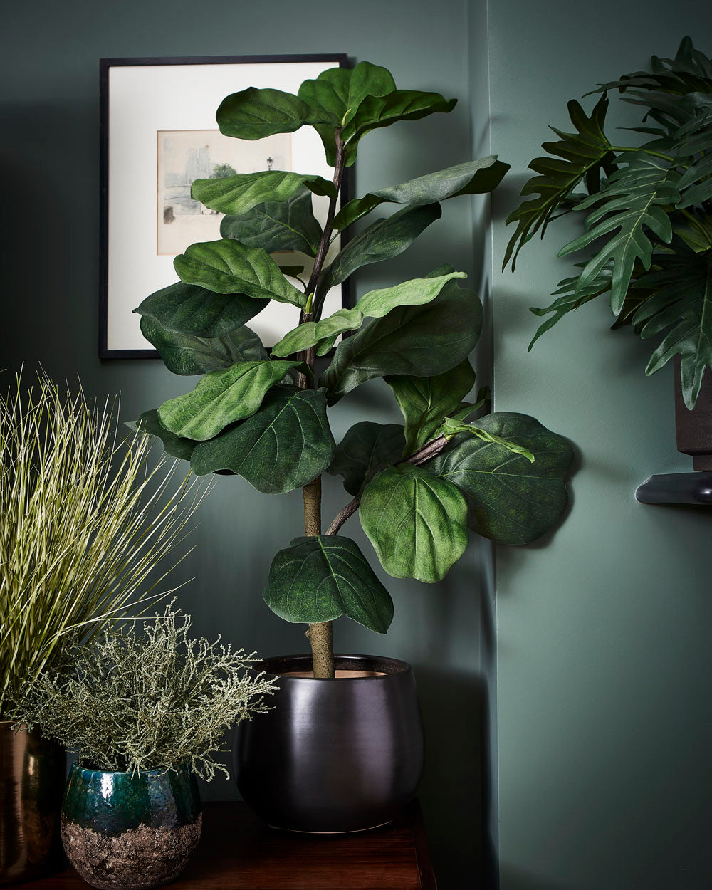 Faux Ficus Lyrata, Green - 90 cm