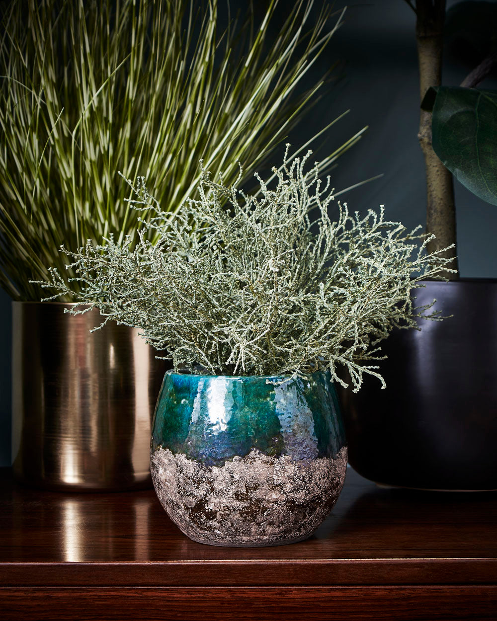 "Lindy" Pot, Green - 16 x 13 cm