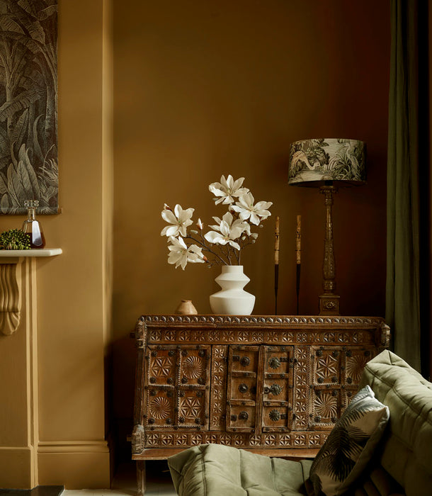 Faux Magnolia Flower Branch, White - 101 cm