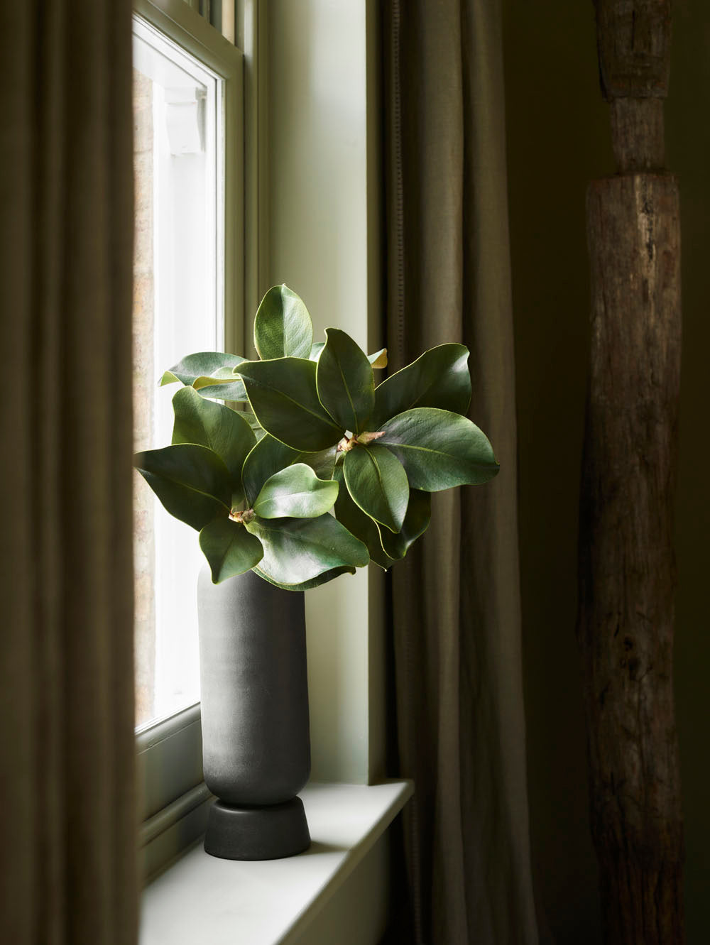 Faux Magnolia Leaf Branch, Green - 99 cm