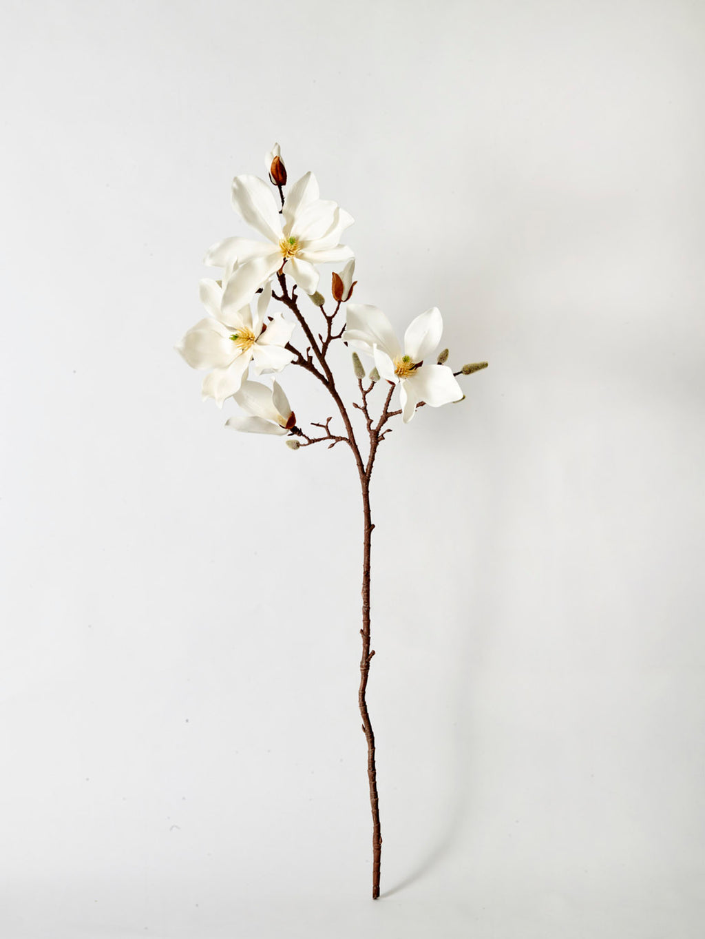 Faux Magnolia Flower Branch, White - 101 cm