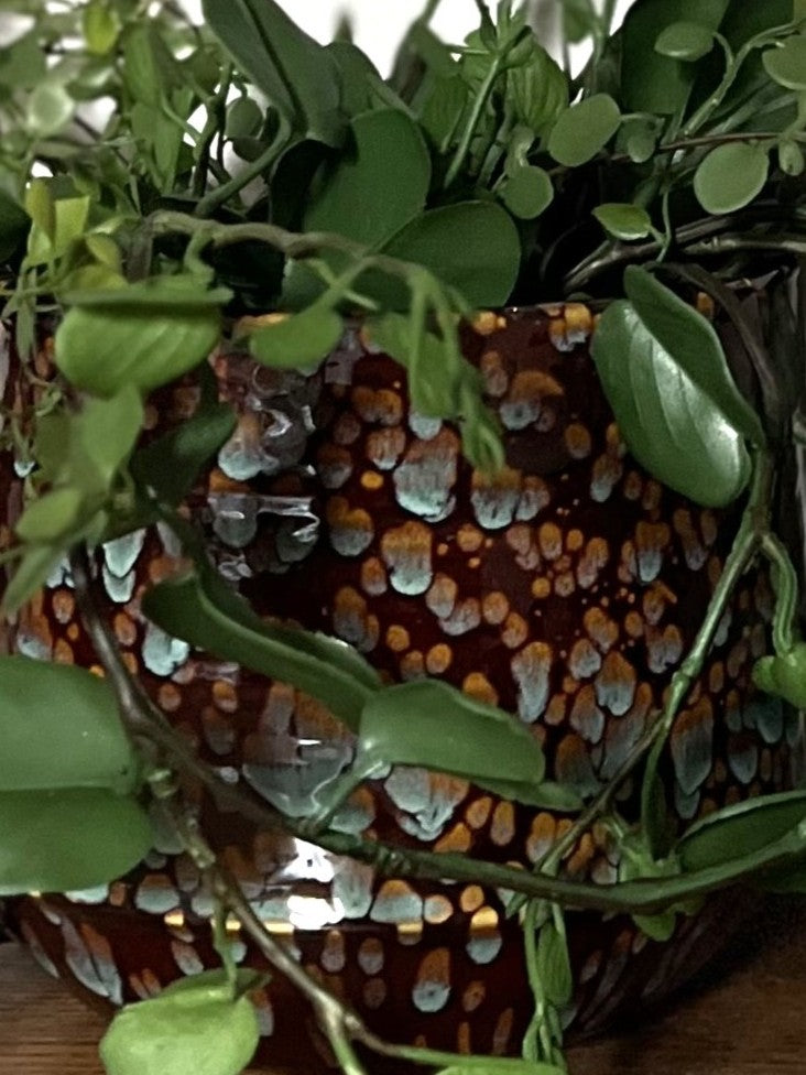 Marrakesh Pot, Amber Turquoise - 17 x 15 cm