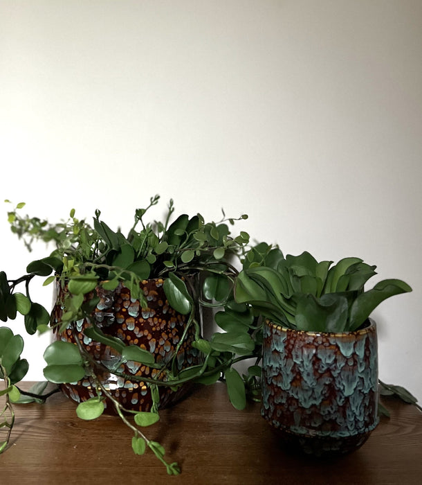 Marrakesh Pot, Amber Turquoise - 17 x 15 cm