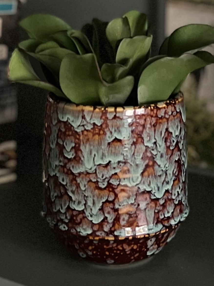 Marrakesh Pot, Amber Turquoise - 11 x 12 cm