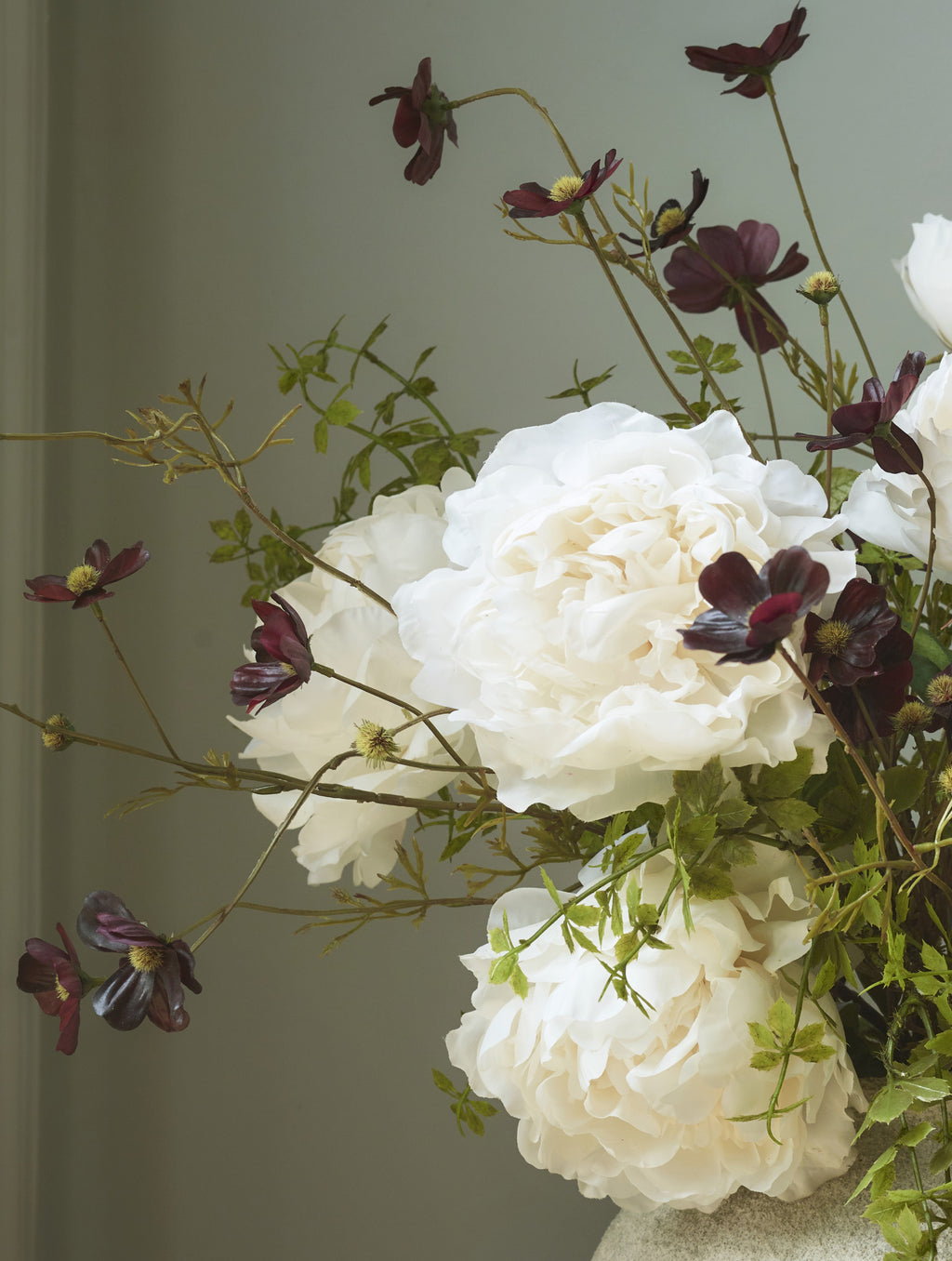 Faux Peony, Cream - 57 cm