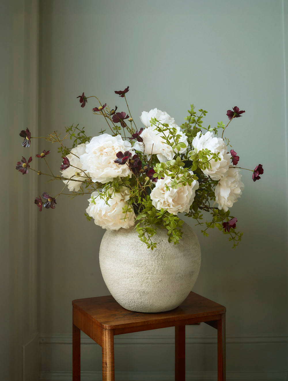 Faux Peony, Cream - 57 cm