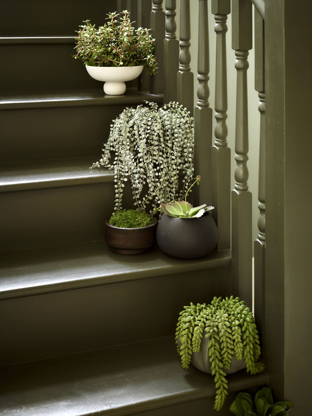 Faux Trailing Hearts Potted, Green - 50 cm